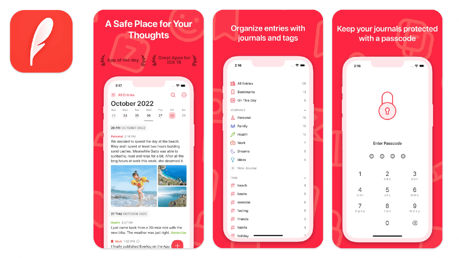Everlog app icon and screenshots