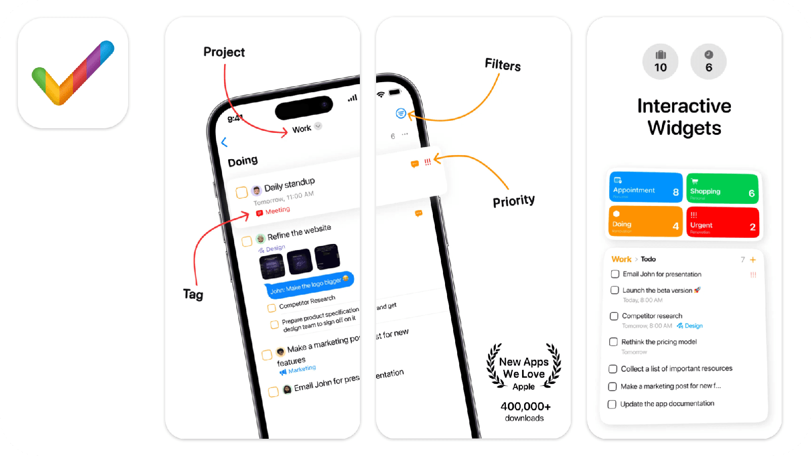 Tasks app icon and screenshots