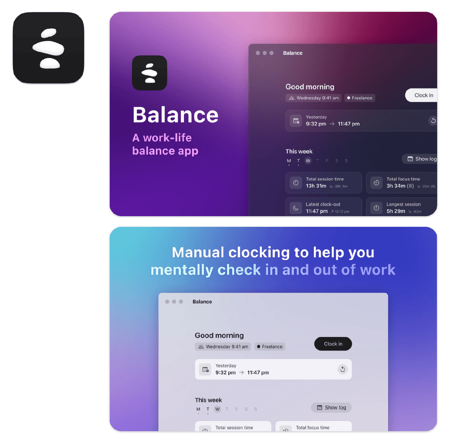 Balance app icon and screenshots