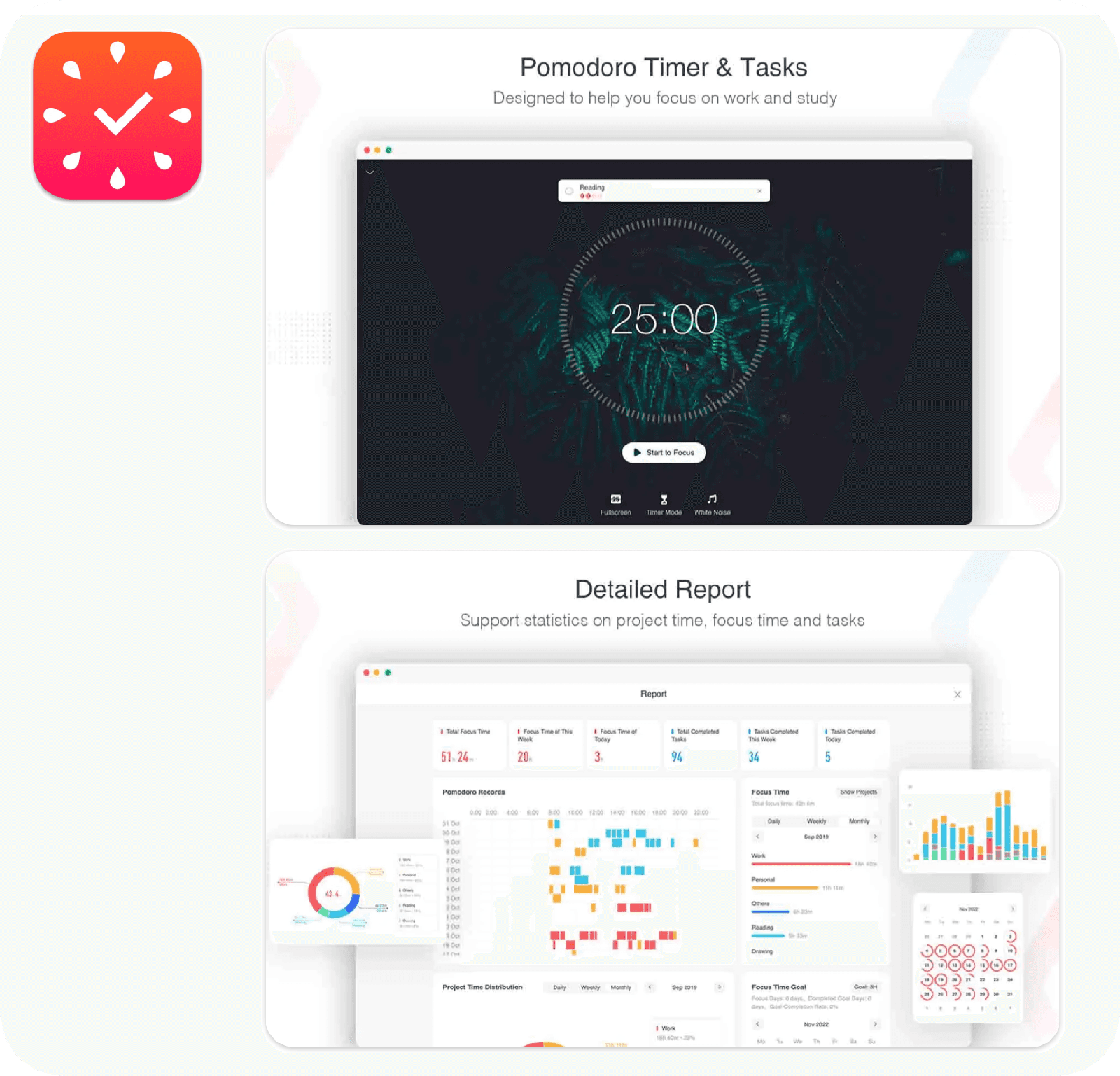 Focus To-Do app icon and screenshots