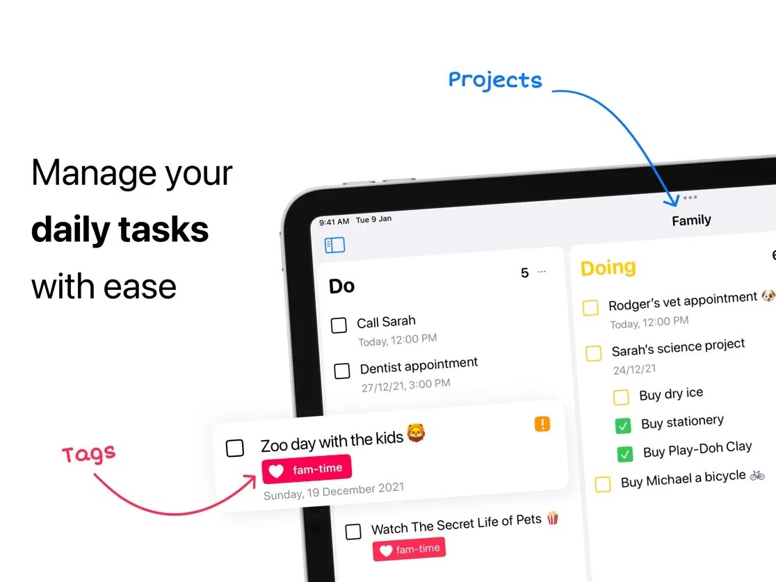 Task management app on iPhone